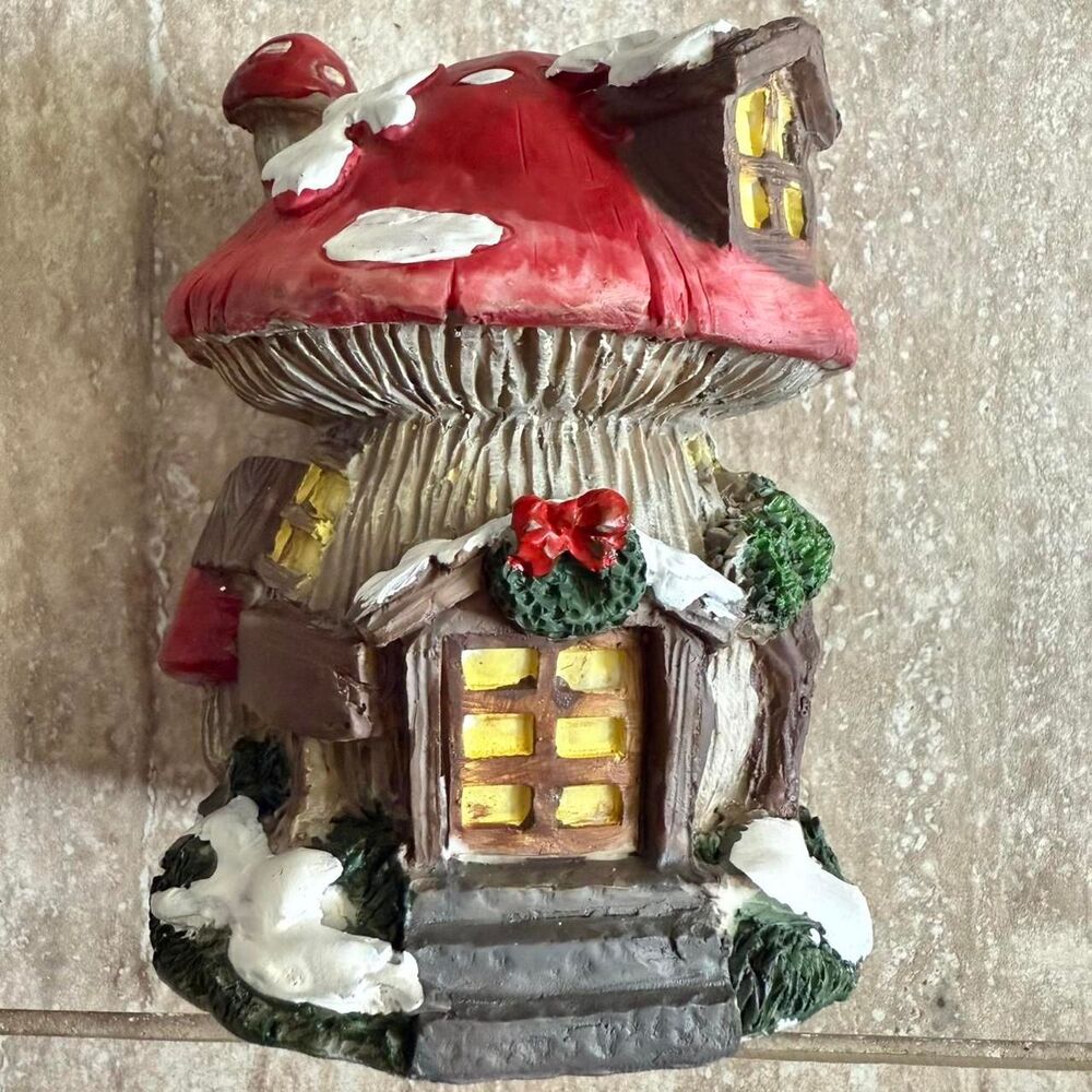 Cottagecore Mushroom Fairy House Decor Whimsical Goblincore Winter Toadstool